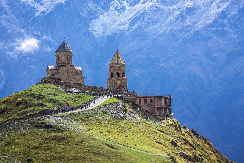 Kazbegi and Gergeti Trinity Church